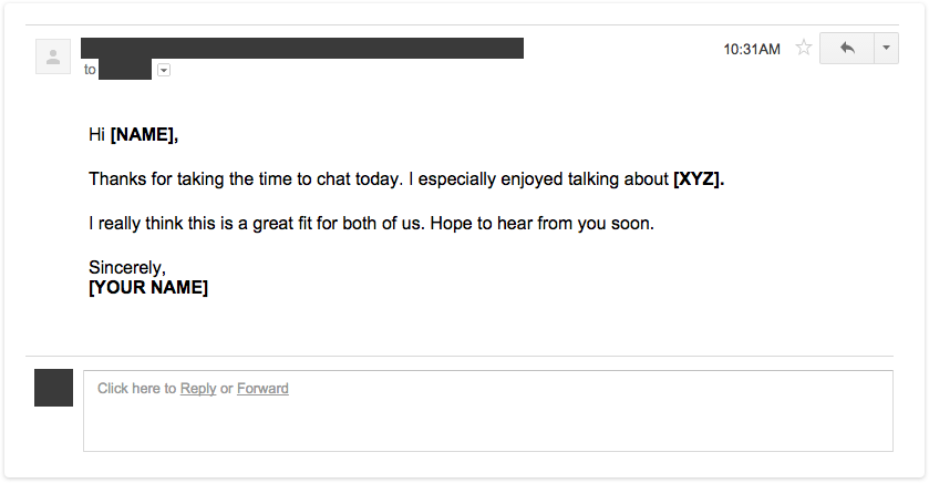 follow up after interview