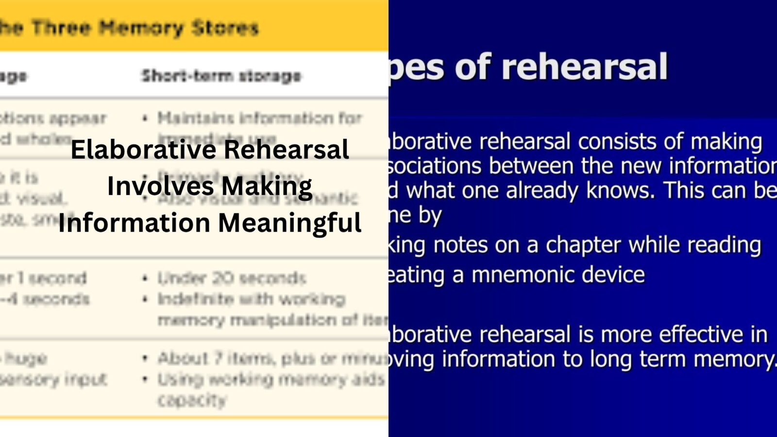 elaborative rehearsal involves ________.