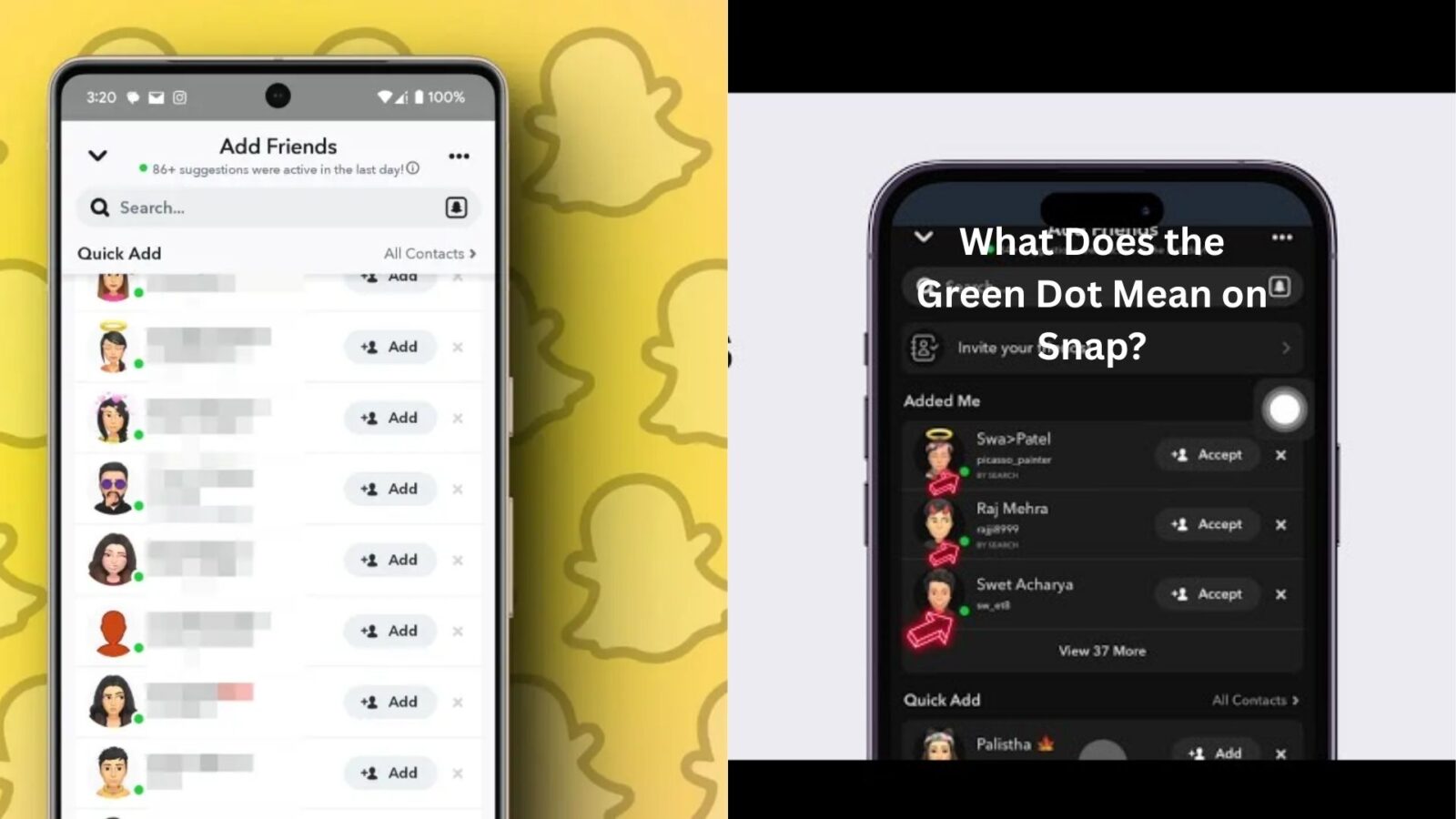what does the green dot mean on snap